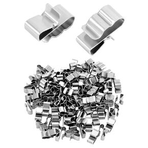 QWORK Stainless Steel Trailer Frame Wire Clips, 100Pcs Solar Panel Wire Clips, 0.89 Inch Double Wire Trailer Wire Clips for PV Wiring Boat Cable