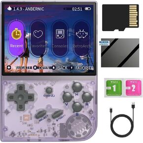 RG35XX Plus Retro Handheld Game Console , 3.5 Inch IPS Screen Linux System Built-in 64G TF Card 5528 Games Support HDMI TV Output 5G WiFi Bluetooth 4.2 (Transparent Black-New)