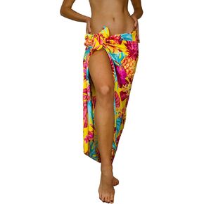 KING KAMEHA Hawaiian Sarong Pareo Beach Wrap for Women Funky Casual Bikini Cover Up Very Loud Swimsuit Pineapple Print