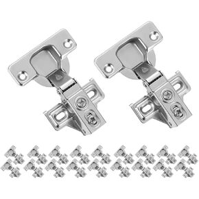 JQK Black, Soft Closing 1/2" Partial Overlay Cupboard Door Hinge for Face Frame Cabinets with Door Bumper, Metal 10 Pack, CH300-BK-P10