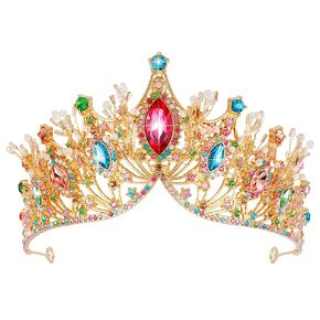 VELSCRUN Green Crystal Birthday Tiara Crowns for Women Girls Elegant Princess Crown Headband Birthday Girls Sash Happy Birthday Princess Party Decorations Birthday Cake Topper Hair Accessories