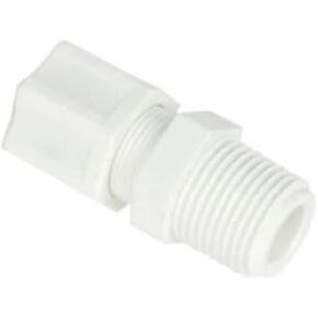 IPW Industries Inc. - Jaco - Male Connector Fitting with Ferrule Nut and Integral Sleeve - Polypropylene 3/8" NPT x 1/4" OD - 1046_PPG 10-4-6-P-P-G