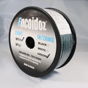 250FT SPT-1 Electrical Wire, UL Listed 18 AWG 2 Conductor Wire, 18/2 Low Voltage Landscape Lighting Wire (250FT, Green)