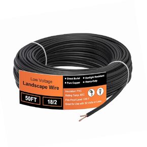 18 Gauge Wire 2 Conductor 200FT,18/2 Low Voltage Landscape Wire, Low Voltage Wire, Outdoor Direct Burial Electrical Wire, Copper Wire