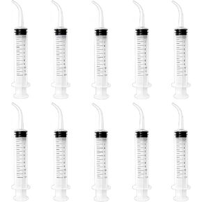 12ml Dental Syringe, Dental Irrigation Syringe with Curved Tip, for Oral, Dental Care, Tonsil Stone Squirt, Feed Pet, 10 Pack