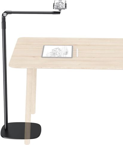 elitehood Heavy Duty Aluminum Overhead Phone Stand, 15 in Long Arm iPhone Holder for Video Recording, 360 Degrees Swivel Tilt Overhead Phone Mount for Filming, Meeting, Cooking, Painting and Crafting in Kuwait