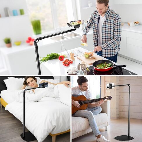 elitehood Heavy Duty Aluminum Overhead Phone Stand, 15 in Long Arm iPhone Holder for Video Recording, 360 Degrees Swivel Tilt Overhead Phone Mount for Filming, Meeting, Cooking, Painting and Crafting in Kuwait