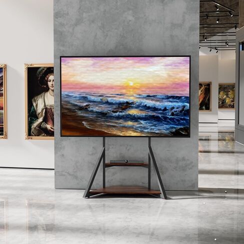 TV Stand with Mount, for 65 to 100 inch Large LCD/LED Flat Curved Screen Adjustable Heights Bracket Heavy Duty 2 Wooden Shelves Base VESA 800x600mm Max.Load Bearing 100kg in Saudi Arabia