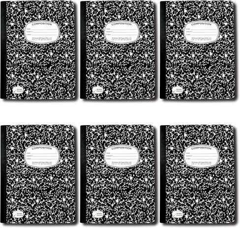 AUKSales Composition Notebook Wide Ruled Composition Notebook, 3 Pack, 9-3/4" x 7-1/2", 100 Sheets, Black Marble Notebook School Notebook, Composition Notebooks for School College & Office Supplies in Saudi Arabia