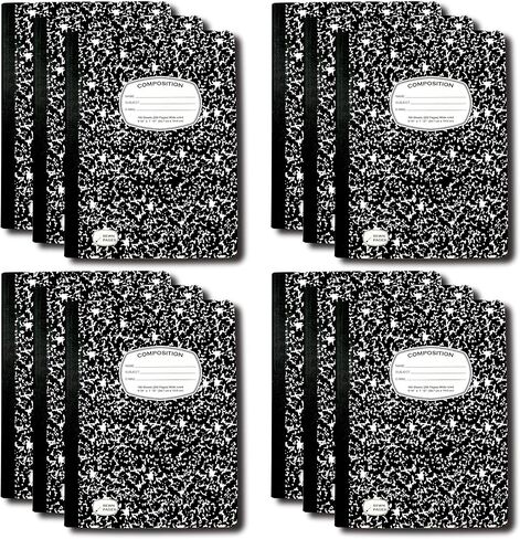 AUKSales Composition Notebook Wide Ruled Composition Notebook, 3 Pack, 9-3/4" x 7-1/2", 100 Sheets, Black Marble Notebook School Notebook, Composition Notebooks for School College & Office Supplies in Saudi Arabia
