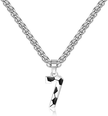 Lantine Football Number Necklace for Boys No. 1-100 Number Pendant Stainless Steel Number Chain 55 mm Chain Football Gifts for Boys and Girls in Saudi Arabia