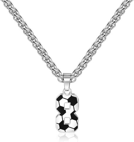 Lantine Football Number Necklace for Boys No. 1-100 Number Pendant Stainless Steel Number Chain 55 mm Chain Football Gifts for Boys and Girls in Saudi Arabia