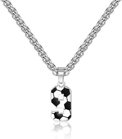 Lantine Football Number Necklace for Boys No. 1-100 Number Pendant Stainless Steel Number Chain 55 mm Chain Football Gifts for Boys and Girls in Saudi Arabia