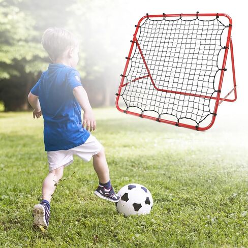 QWORK كرة القدم المحمولة - 3.3 × 3.3FT شبكة مناسبة لجميع الأحوال الجوية وإطار فولاذي، شبكة عالية الشد، زوايا قابلة للتعديل، قابلة للطي السريع، أداة تدريب رياضية متعددة، للمراهقين وجميع الأعمار، تدريب كرة القدم in Saudi Arabia
