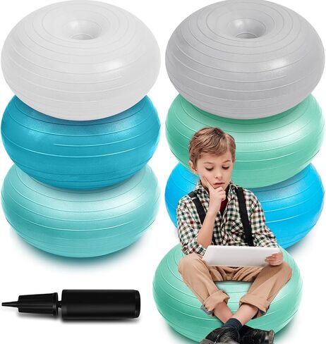 Lewtemi 6 Pcs Flexible Seating for Classroom Elementary Yoga Ball Chairs for Kids Inflatable Yoga Ball Office Chair Stability Balance Trainer with Black Inflator Student Desk Chair (Hippie Boho Color) in Kuwait