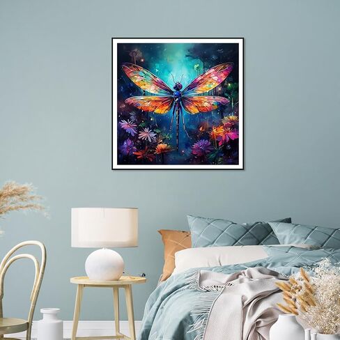 FHBUBPUP Dragonfly Diamond Painting Kits for Adults, Lake Landscape Diamond Art for Beginners, 5D DIY Full Drill Round Gem Art Craft Home Wall Decor Gift 12x16 inch in Saudi Arabia