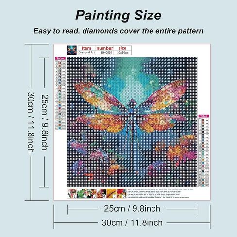 FHBUBPUP Dragonfly Diamond Painting Kits for Adults, Lake Landscape Diamond Art for Beginners, 5D DIY Full Drill Round Gem Art Craft Home Wall Decor Gift 12x16 inch in Saudi Arabia