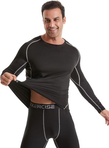 4,5,6 Pack Men's Compression Shirts Long Sleeve Rash Guard Workout Undershirt Base Layer Athletic Shirt in Saudi Arabia
