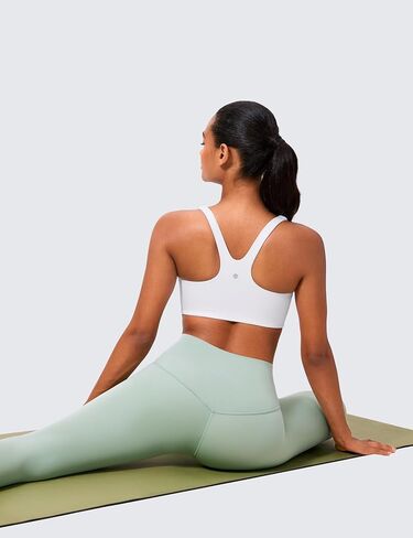 حمالات صدر رياضية من CRZ YOGA Butterlift برقبة مربعة مزدوجة مبطنة للنساء - حمالة صدر يوغا لاسلكية على شكل حرف V للتمارين الرياضية غير مبطنة in Saudi Arabia