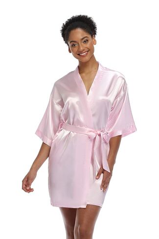 Women's Silky Robes Bridesmaid Stain Kimono Robe for Wedding Party Short Sleepwear Summer Bathrobes with Pockets in Saudi Arabia