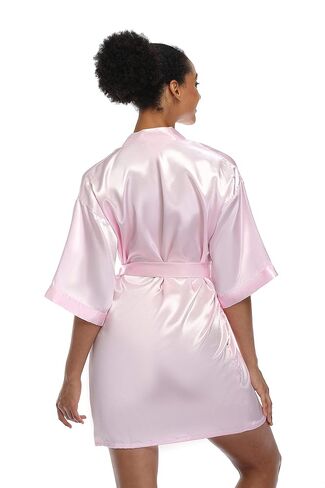 Women's Silky Robes Bridesmaid Stain Kimono Robe for Wedding Party Short Sleepwear Summer Bathrobes with Pockets in Saudi Arabia