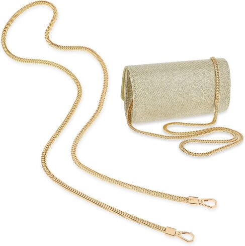 Jeffdad 47"/120cm Gold Purse Chain Strap, DIY Iron Flat Handbag Chain Strap with Metal Buckles For Women Bag Purse in Saudi Arabia