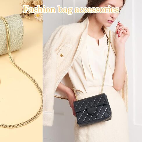 Jeffdad 47"/120cm Gold Purse Chain Strap, DIY Iron Flat Handbag Chain Strap with Metal Buckles For Women Bag Purse in Saudi Arabia