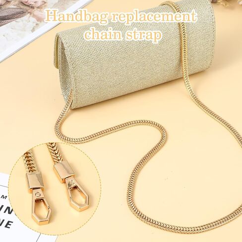 Jeffdad 47"/120cm Gold Purse Chain Strap, DIY Iron Flat Handbag Chain Strap with Metal Buckles For Women Bag Purse in Saudi Arabia