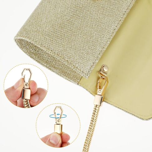 Jeffdad 47"/120cm Gold Purse Chain Strap, DIY Iron Flat Handbag Chain Strap with Metal Buckles For Women Bag Purse in Saudi Arabia