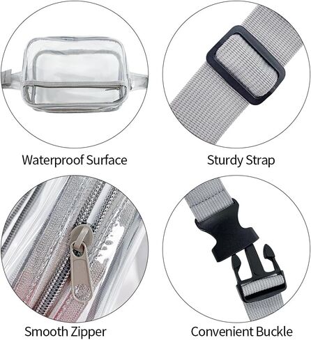 TotePrint Waterproof Transparent Black and White Packs for Women and Men,Clear Belt Bag with Adjustable Strap,Crossbody Bag Waist Bag Clear Purse for Shopping,Concerts,Stadium in Saudi Arabia