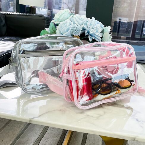 TotePrint Waterproof Transparent Black and White Packs for Women and Men,Clear Belt Bag with Adjustable Strap,Crossbody Bag Waist Bag Clear Purse for Shopping,Concerts,Stadium in Saudi Arabia