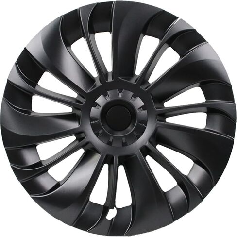KAVANIC يناسب Tesla Model Y غطاء العجلة Hubcap 19 بوصة أسود غير لامع يدعم تصميم شعار التماثل (قطعة واحدة من الجانب 1) نمط Uberturbine 2020-2023 نموذج Y Gemini استبدال غطاء العجلة in Saudi Arabia