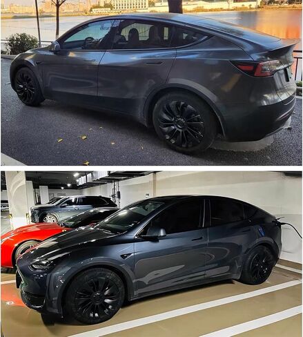 KAVANIC يناسب Tesla Model Y غطاء العجلة Hubcap 19 بوصة أسود غير لامع يدعم تصميم شعار التماثل (قطعة واحدة من الجانب 1) نمط Uberturbine 2020-2023 نموذج Y Gemini استبدال غطاء العجلة in Saudi Arabia