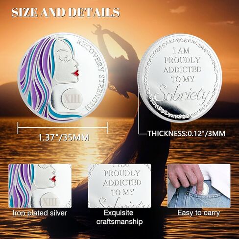 CHURYUML 13 Year Sobriety Coin A Sober Woman Sobriety Chip Sobriety Gifts for Women Alcoholics Anonymous Gifts Sober Medallions AA Coins Recovery Gift Affirmation Token in Saudi Arabia