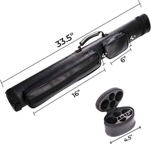 حقيبة عصا البلياردو 2 × 2، حقيبة عصا حمام السباحة من جلد البولي يوريثان تحمل ما يصل إلى 2 مؤخرة وعمودين حتى 58 بوصة، حقيبة عصا البلياردو مع أحزمة كتف، ملحقات البلياردو in Kuwait