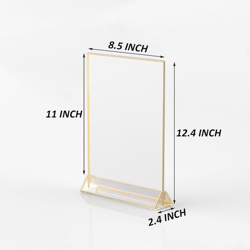 Acrylic Table Numbers Wedding 5x7 Vertical 4 Pack, Acrylic Table Card Holder Gold, Clear Menu Holder for Table Top, Restaurant Retail, Paper Holder, Photo Frame (5x7 - Vertical) in Kuwait