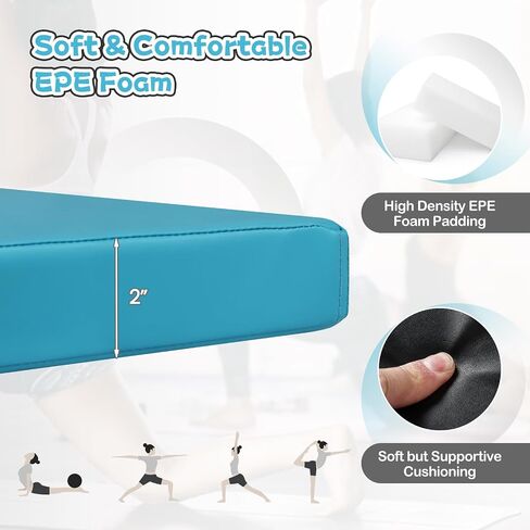 سجادة الجمباز من GYMAX، بساط تمرين قابل للطي مقاس 10.16 سم × 25.4 سم × 5.08 سم مع مقابض للحمل، مثبتات بخطاف وحلقة، بساط مقاوم للماء لليوجا، والتمدد، والفنون القتالية، وصالة الألعاب الرياضية المنزلية in Kuwait