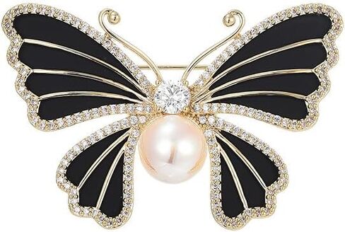 Animal Brooch Pin Gold-Plated Enamel Pearl Crystal Lapel Pins ButterflyJewelry Gifts for Women Ladies in Saudi Arabia