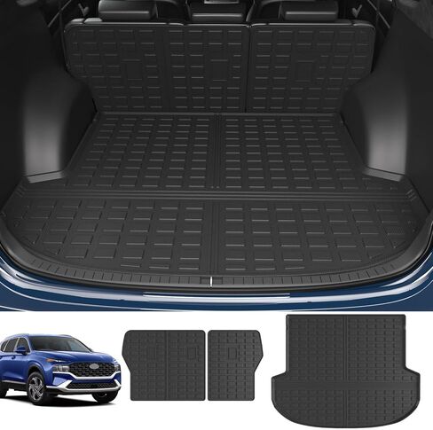 6&7 Seat Cargo Mat Compatible with 2024 2025 Santa Fe Trunk Liner with Backrest Mat Replacement for 2024 2025 Santa Fe Accessories(2024-2025,Cargo Mat with Backrest Mat) in Kuwait