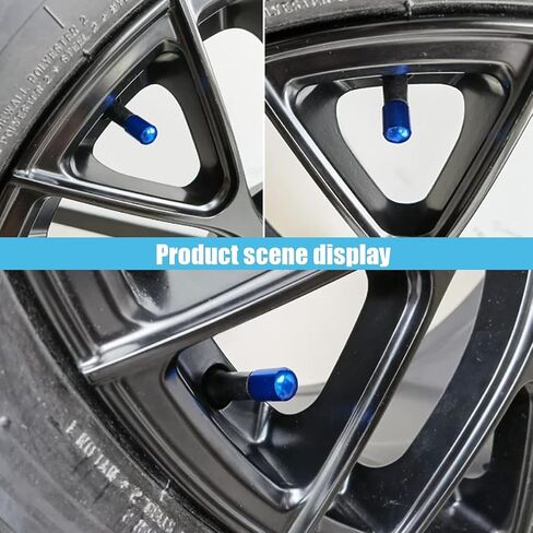 4PCS Metal Tire Valve Stem Caps - Alloy Tire Stem Caps Universal Car Air Caps Cover with Belt O-Ring, Dustproof Valve Stem Covers, Corrosion Resistant Leak-Proof Car Accessories for Most Cars (Black) in Saudi Arabia