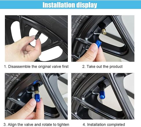 4PCS Metal Tire Valve Stem Caps - Alloy Tire Stem Caps Universal Car Air Caps Cover with Belt O-Ring, Dustproof Valve Stem Covers, Corrosion Resistant Leak-Proof Car Accessories for Most Cars (Black) in Saudi Arabia