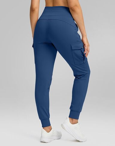 SANTINY Women Fleece Lined Cargo Joggers High Waisted Winter Warm Waterproof Hiking Pants with Zipper Pockets in Kuwait