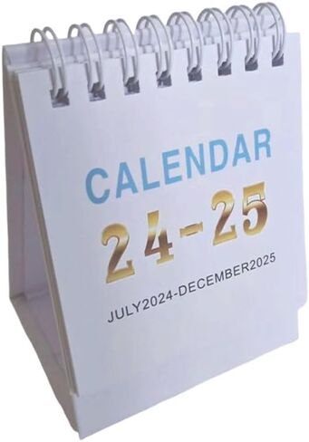 Mini Desk Calendar 2024-2025, 18 Months July 2024 to December 2025 Small Desktop Standing Flip Calendar, Dual Coils 4"x3" Tiny Monthly Planner for Office Home Classroom (Purple) in Saudi Arabia