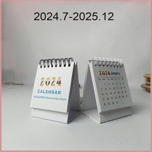 Mini Desk Calendar 2024-2025, 18 Months July 2024 to December 2025 Small Desktop Standing Flip Calendar, Dual Coils 4"x3" Tiny Monthly Planner for Office Home Classroom (Purple) in Saudi Arabia