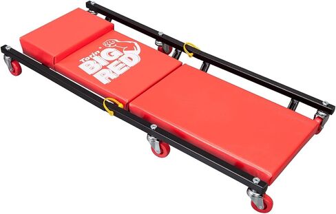 مرآب كبير أحمر/زاحف متجر: قطعتان، عربة ميكانيكية مبطنة مقاس 91.44 سم مع مسند رأس و6 عجلات، أحمر TR7565R-2 تورين in Kuwait
