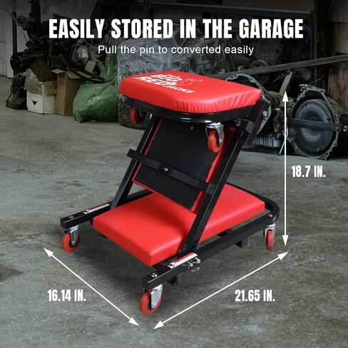 BIG RED Rolling Garage/Shop Creeper: 2-Piece, 36" Padded Mechanic Cart with Headrest and 6 Casters, Red TR7565R-2 Torin in Saudi Arabia