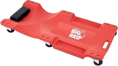 BIG RED Rolling Garage/Shop Creeper: 2-Piece, 36" Padded Mechanic Cart with Headrest and 6 Casters, Red TR7565R-2 Torin in Saudi Arabia