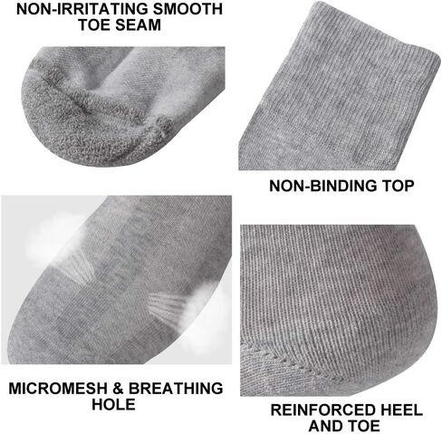 Facool Diabetic Neuropathy Socks, Unisex Dress Crew Cotton Edema Non-Binding Diabete Men Women Losse Top Seamless Toe Cushioned Soft Comfortable Socks, 6 Pairs Grey XL in Kuwait
