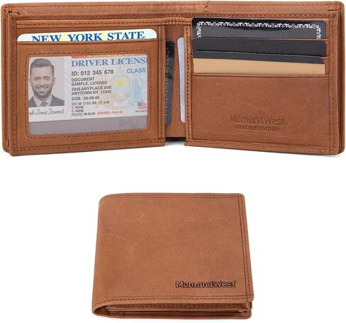 Montana West Slim Minimalist Wallet for Men Bifold Leather Wallets Mens Black RFID Blocking Wallet Front Pocket Wallet with ID Window in Saudi Arabia