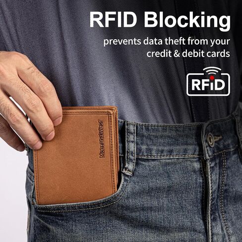 Montana West Slim Minimalist Wallet for Men Bifold Leather Wallets Mens Black RFID Blocking Wallet Front Pocket Wallet with ID Window in Saudi Arabia